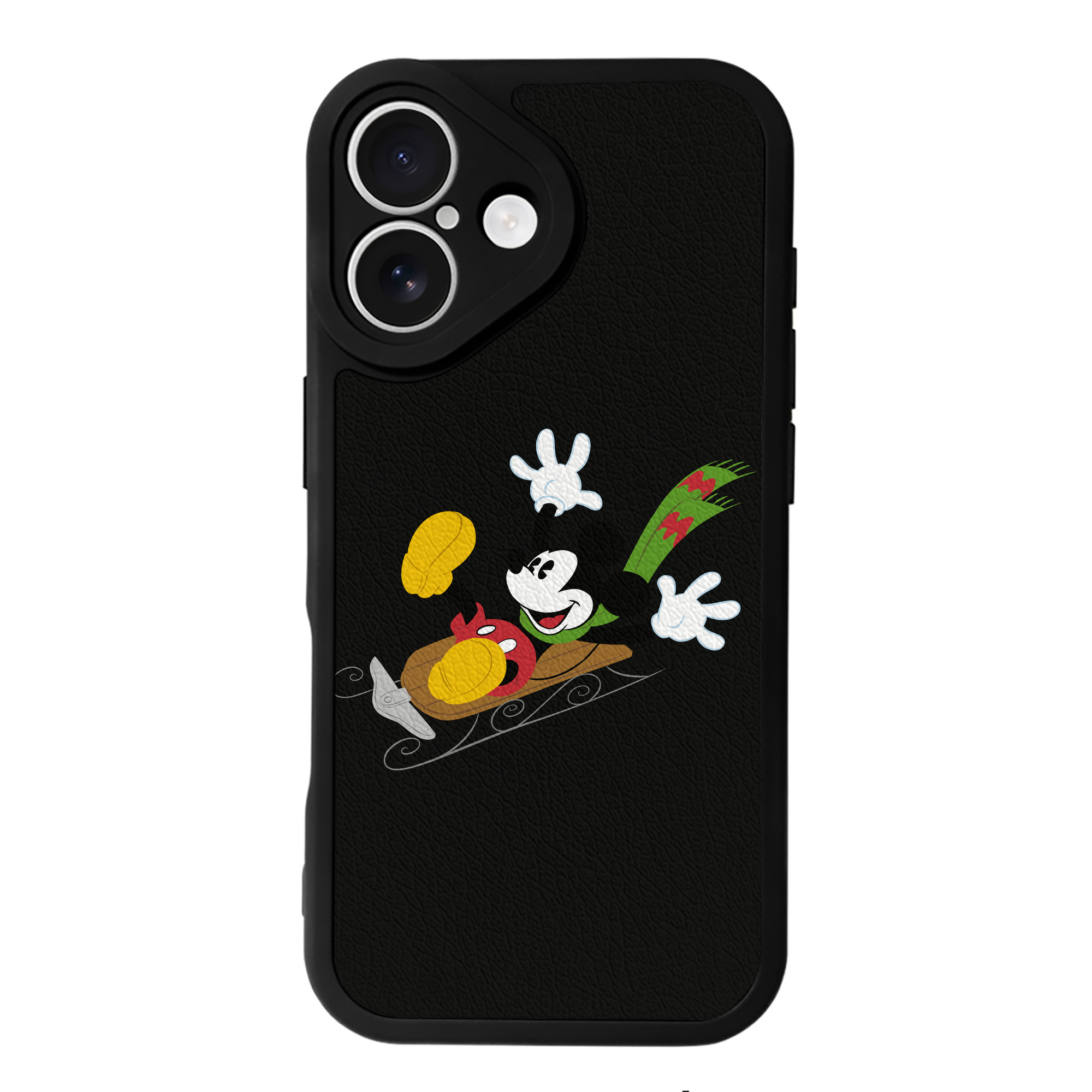 （画像用） ミッキーマウス Mickey Mouse 【iPhone 16シリーズ対応】シリコンスマホケース（レザー調） 材質：シリコン